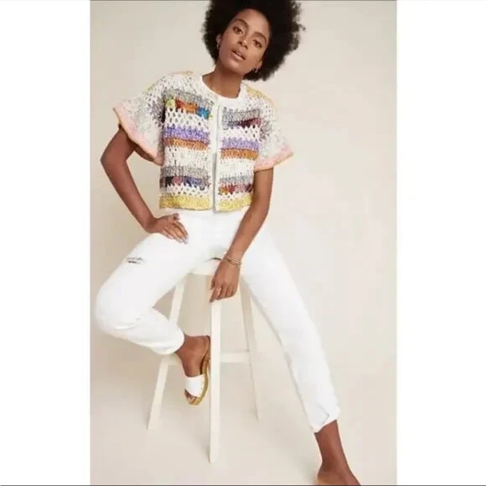 Anthropologie Multicolor Crochet Cardigan